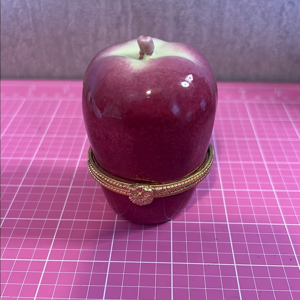 Elegant Red Apple Trinket Box
